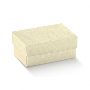 Caixa de base rectangular e tampa cartolina linho marfim