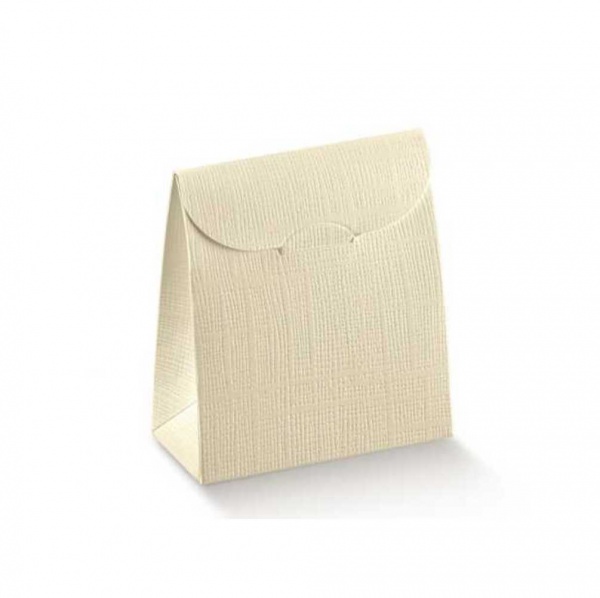 Saqueta de base rectangular cartolina linho marfim