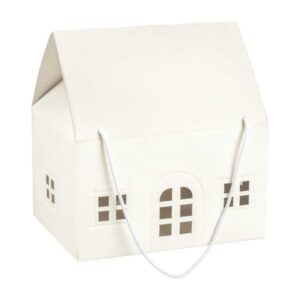 Caixa formato casa em cartão acolchoado branco